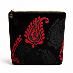 Black & Red Persian Paisley Pouch